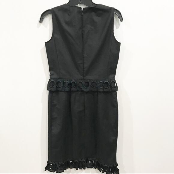 Boutique Moschino Black Peplum Circle Eyelet Sheath Dress Size 8 Elegant - Picture 9 of 9